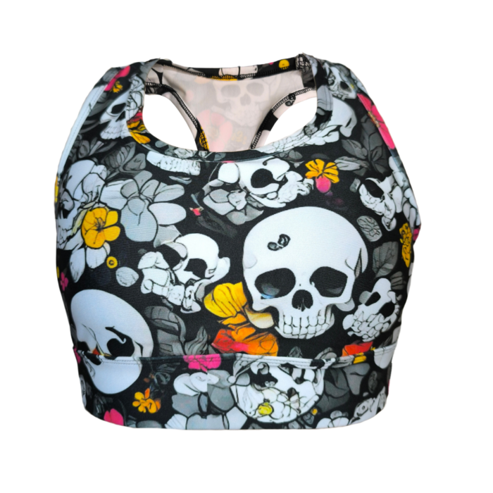 Top Skull Black & Flowers